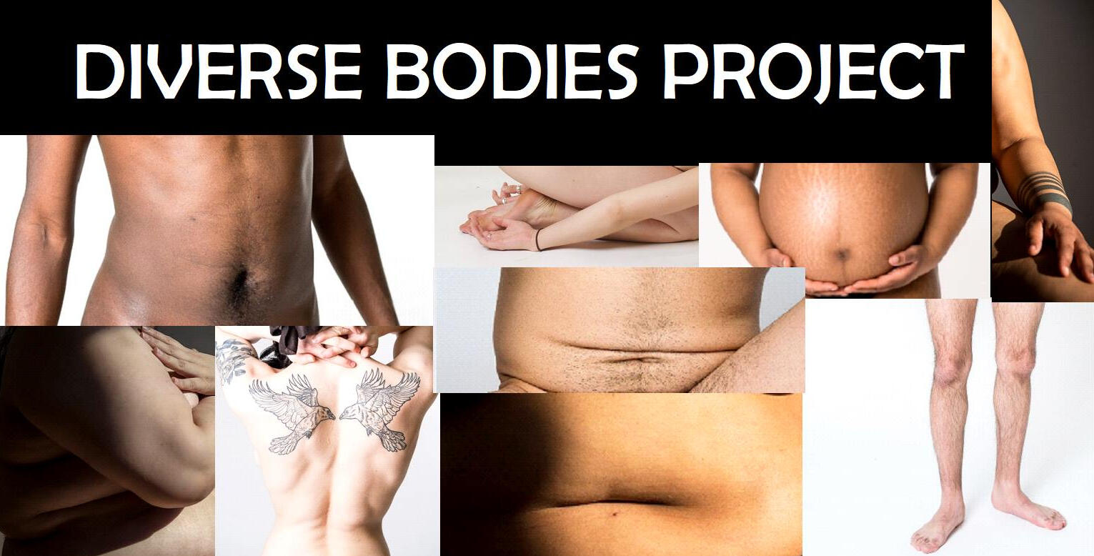 Image says "Diverse Bodies Project" and includes a collage of images from the project, sections of nude bodies